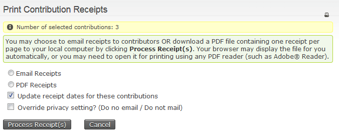 Contributions search result with the action menu expanded.