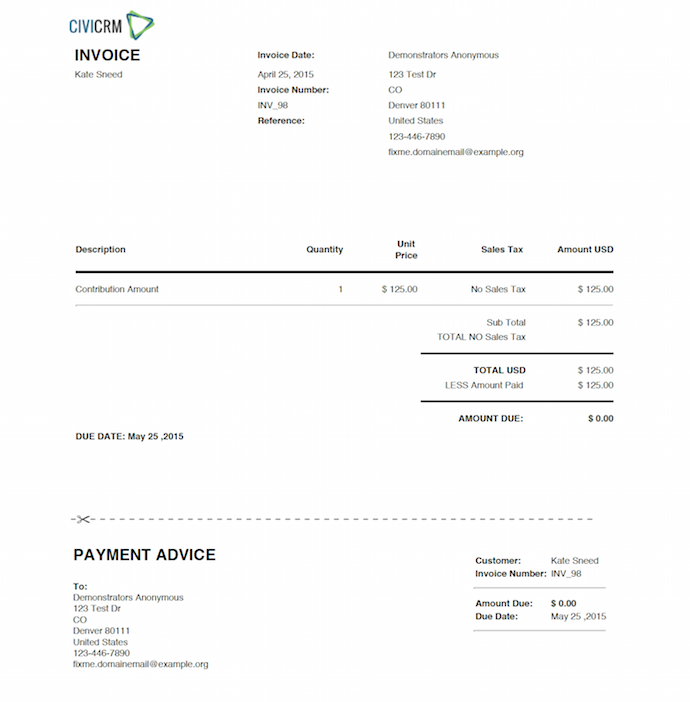 Invoice example.